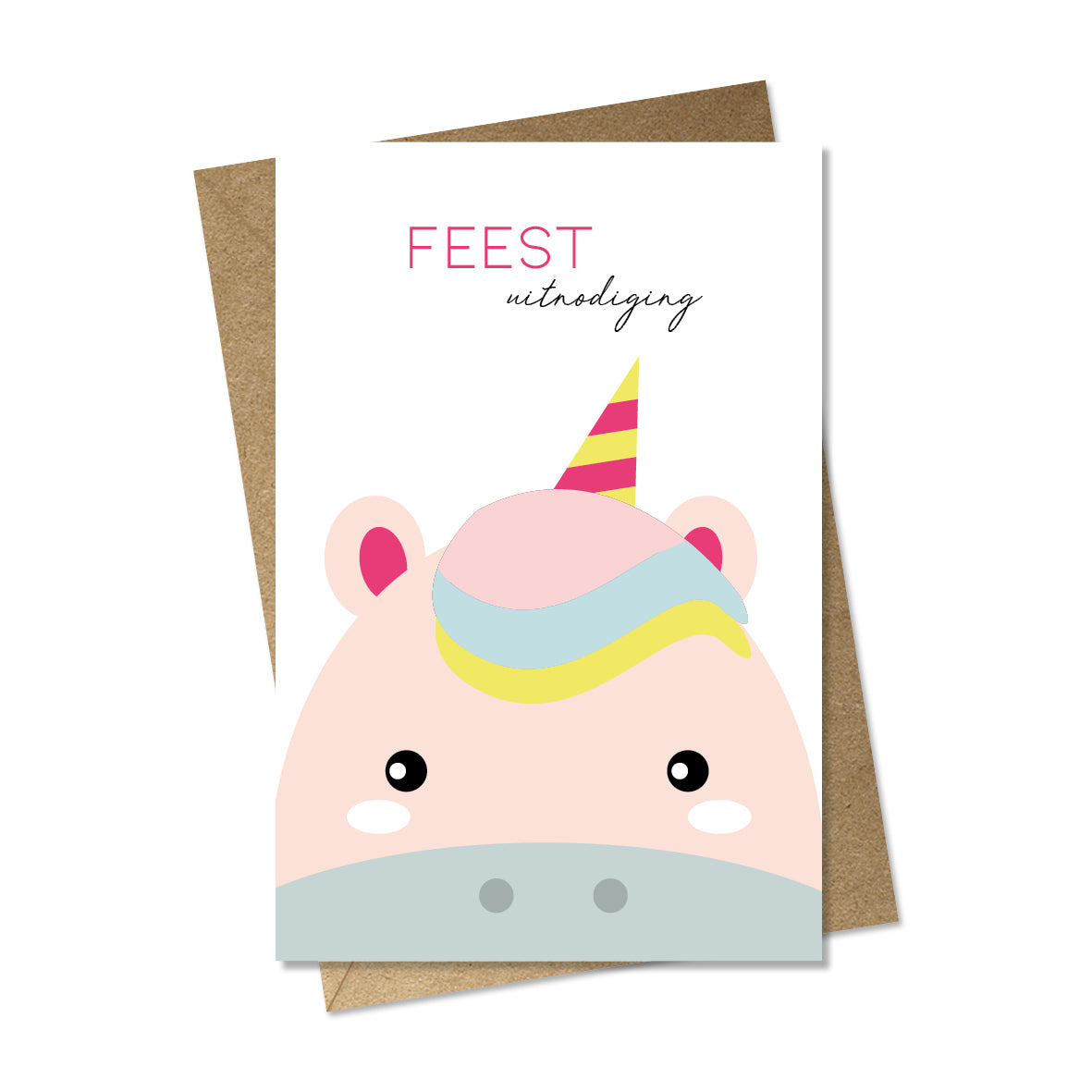 feestuitnodiging unicorn (5 stuks)