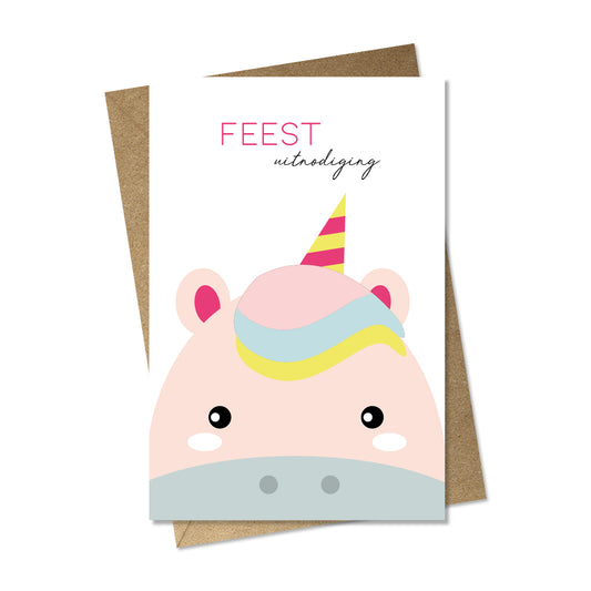feestuitnodiging unicorn (5 stuks)